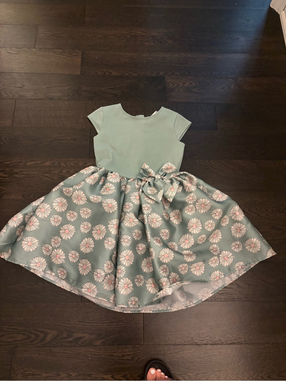 H&M Sage Green Floral Party Dress with Bow